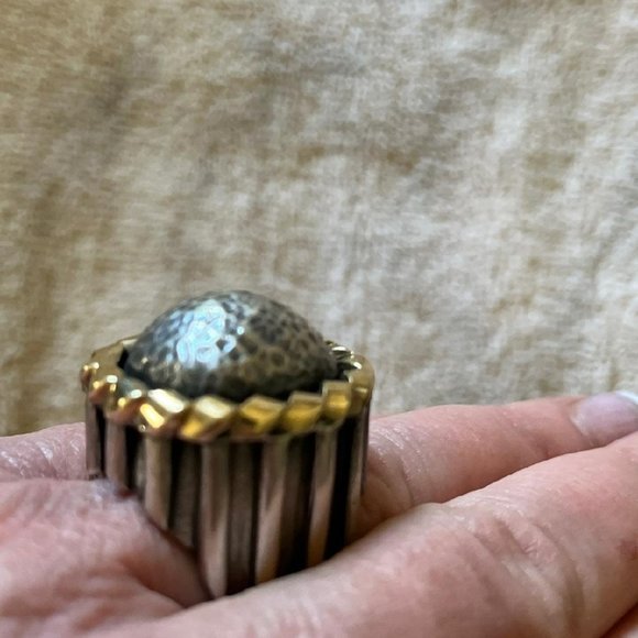 Dian Malouf Silver and Gold Dome Ring - Picture 6 of 7